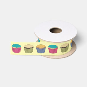 Iced Buns Cupcake Cakes Colorful Muster Satinband