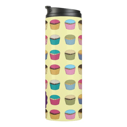 Iced Buns Cupcake Colorful Muster Personalisiert Thermosbecher (Nach rechts gedreht)