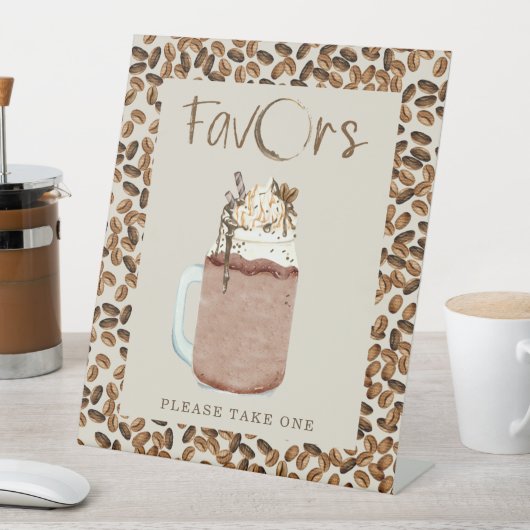 Iced Coffee Beans Baby Shower Favorit Sockelschild (In Situ)