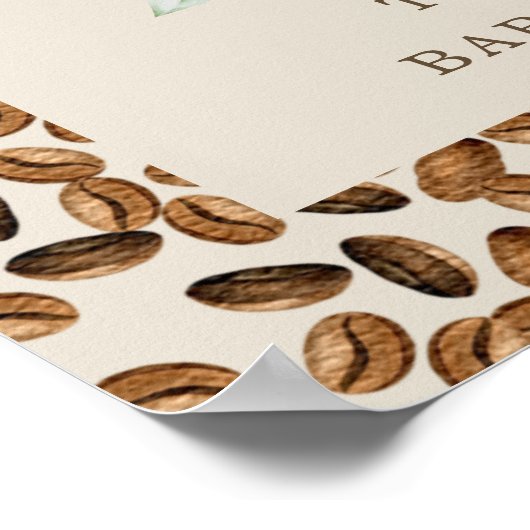 Iced Coffee Beans Floral Baby Dusche Begrüßung Poster (Ecke)