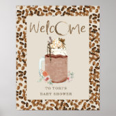 Iced Coffee Beans Floral Baby Dusche Begrüßung Poster (Vorne)