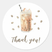 Iced Coffee brauen Babydusche Danke Runder Aufkleber (Vorderseite)