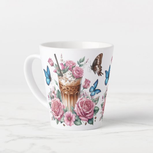 Iced Coffee & Butterfly Floral Milchtasse (Linke Ecke)