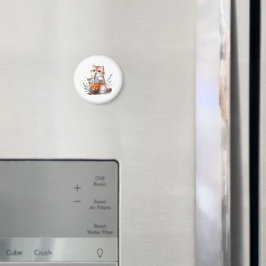 Iced Coffee & Cat Art Magnet