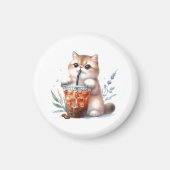 Iced Coffee & Cat Art Magnet (Vorne)