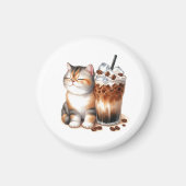 Iced Coffee & Cat Art Magnet (Vorne)