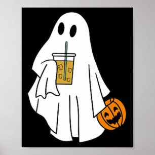 Iced Coffee Halloween Niedlich Little Ghost Pumpki Poster