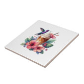 Iced Coffee & Hummingbird Floral Art Fliese (Seite)
