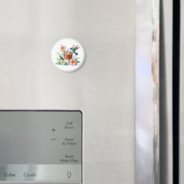 Iced Coffee & Hummingbird Floral Art Magnet