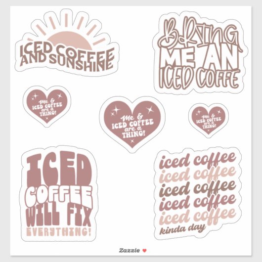 Iced Coffee Stickers Pack NIEDLICHE Groovy Aufkleber (Blatt)