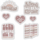 Iced Coffee Stickers Pack NIEDLICHE Groovy Aufkleber (Vorderseite)