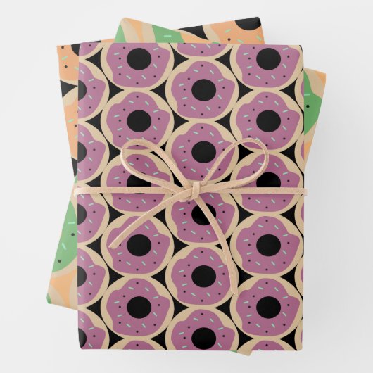 Iced Donuts Halloween Sprinkles Orange Green Black Geschenkpapier Set (Beispiel)