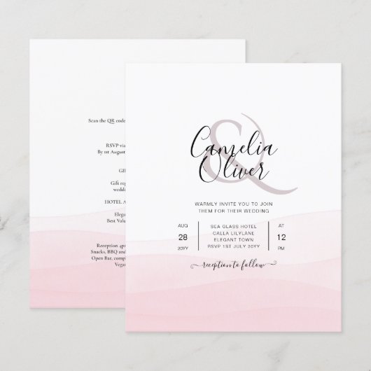Iced Pink Ombre Wedite Invite (Vorne/Hinten)