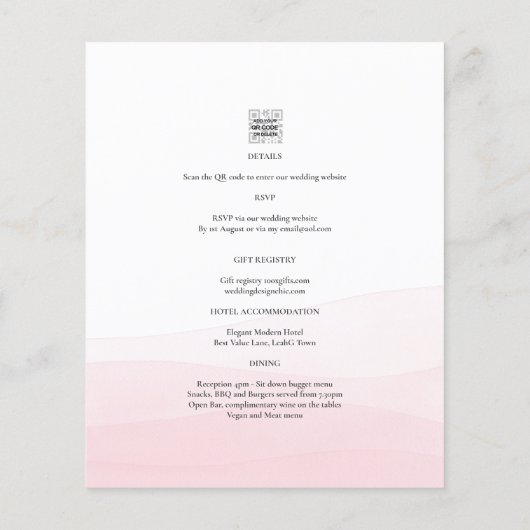 Iced Pink Ombre Wedite Invite (Rückseite)