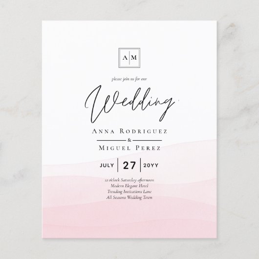 Iced Pink Ombre Wedite Invite (Vorderseite)