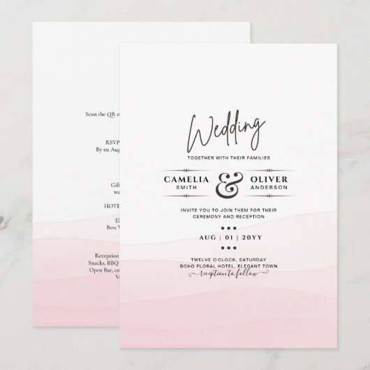 Iced Pink Ombre Wedite Invite Einladung (Vorne/Hinten)