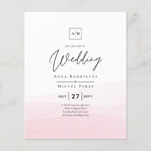 Iced Pink Ombre Wedite Invite Flyer (Vorne)