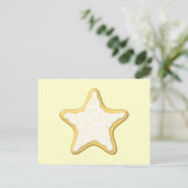 Iced Star Cookie. Gelb und Creme. Postkarte (Stehend Vorderseite)