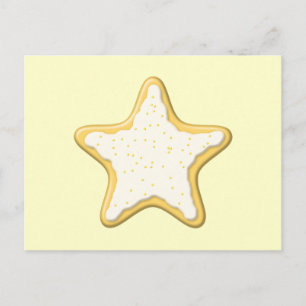 Iced Star Cookie. Gelb und Creme. Postkarte