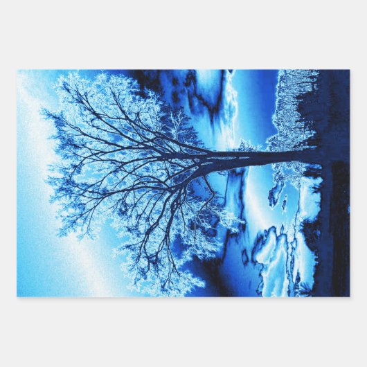 Iced Winter Tree Cobalt Blue Sky Geschenkpapier Set (Vorderseite 2)