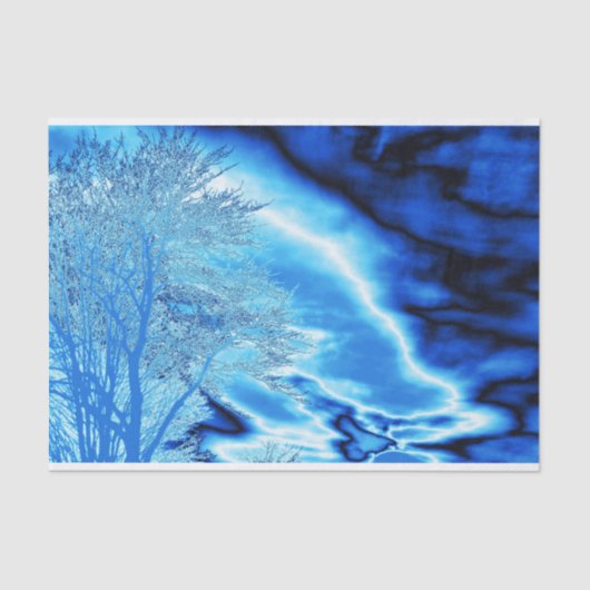 Iced Winter Tree Cobalt Blue Sky Seidenpapier (Vorderseite)