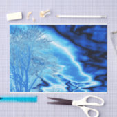 Iced Winter Tree Cobalt Blue Sky Seidenpapier (Handwerk)