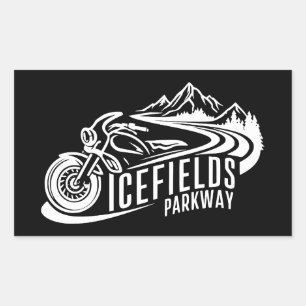 Icefields Parkway Alberta Canada Motorrad Rechteckiger Aufkleber