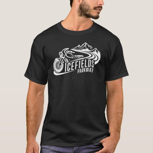 Icefields Parkway Alberta Canada Motorrad T-Shirt (Vorderseite)