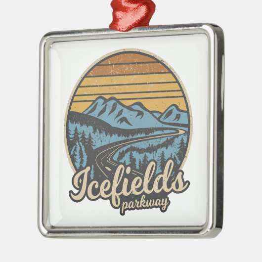 Icefields Parkway Alberta Canada Retro Ornament Aus Metall (Links)
