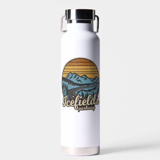 Icefields Parkway Alberta Canada Retro Trinkflasche (Vorne)