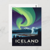 Iceland Aurora Borealis Vintage Travel Postkarte (Vorne/Hinten)