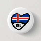 Iceland Country Code Flag Heart Pin Badge, ISL Button (Vorderseite)