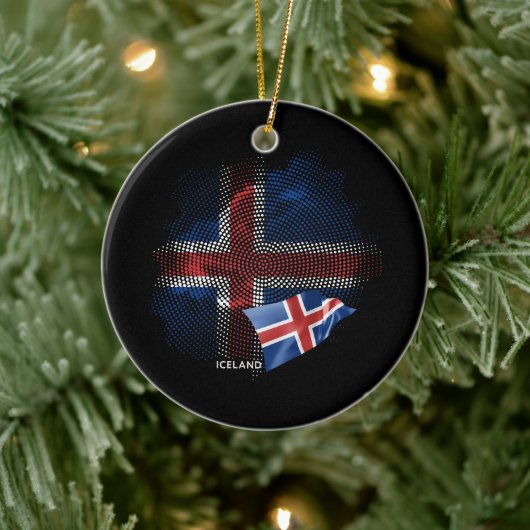 Iceland flag keramik ornament (Baum)