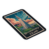 Iceland Hallgrimskirkja Illustration Travel Art Magnet (Rechte Seite)