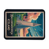 Iceland Hallgrimskirkja Illustration Travel Art Magnet (Horizontal)