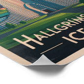 Iceland Hallgrimskirkja Illustration Travel Art Poster (Ecke)