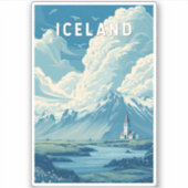 Iceland Illustration Travel Art Vintage Aufkleber (Vorderseite)