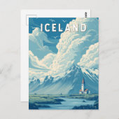 Iceland Illustration Travel Art Vintage Postkarte (Vorne/Hinten)