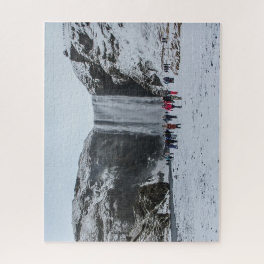 Iceland Jigsaw Puzzle - Skogafoss waterfall Winter (Vertikal)