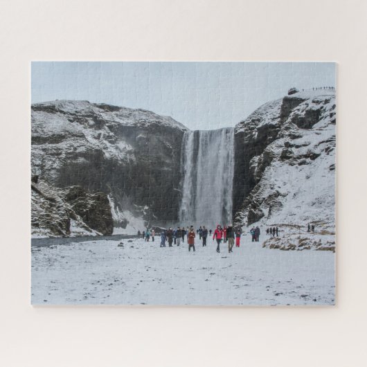 Iceland Jigsaw Puzzle - Skogafoss waterfall Winter (Horizontal)