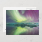 Iceland, Jokulsarlon. Aurora Lights Reflect Postkarte (Vorne/Hinten)