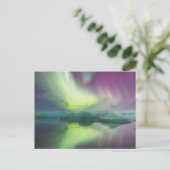 Iceland, Jokulsarlon. Aurora Lights Reflect Postkarte (Stehend Vorderseite)
