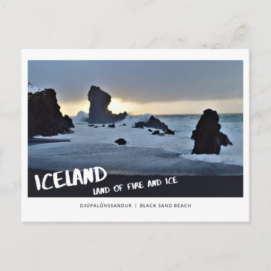 ICELAND Land Feuer und eisschwarzer Sandstrand Postkarte (Vorderseite)