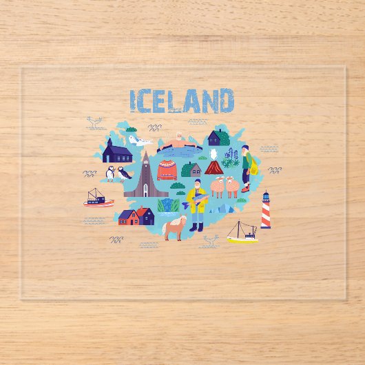 Iceland map acryleinladungen (Vorderseite)