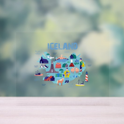 Iceland map acrylschild (Neutral)
