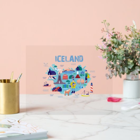 Iceland map acrylschild (Hochzeit)