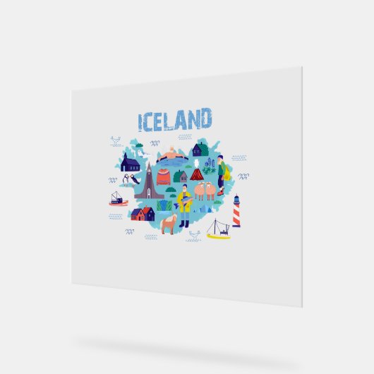 Iceland map acrylschild (Winkel)