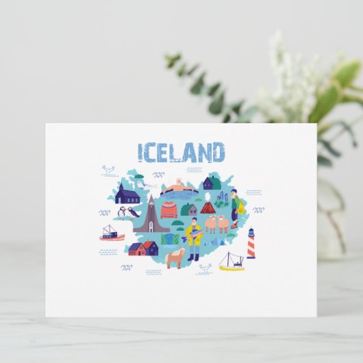 Iceland map einladung (Stehend Vorderseite)