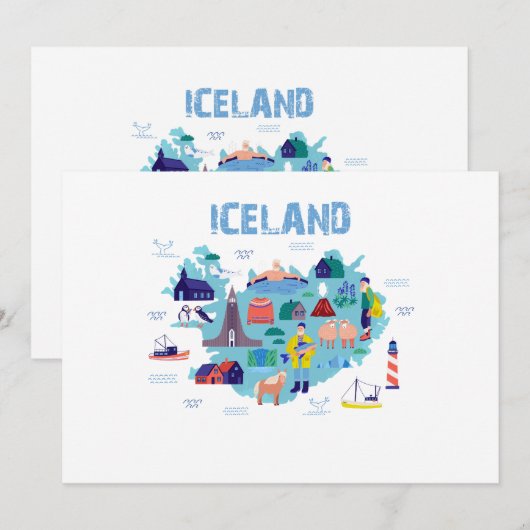 Iceland map einladung (Vorne/Hinten)