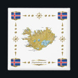 Iceland Map   Flags Magnet<br><div class="desc">This design comprises a Icelandic map within a border featuring the national flag.
The design works best on square magnets.
You may add your own text/graphics using the 'Customize it!' feature.





© 2010 FlagAndMap.
Map derived from images at: http://www.lib.utexas.edu/maps/</div>